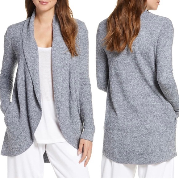 Barefoot Dreams Cozychic Lite Circle Cardigan In Steel Blue